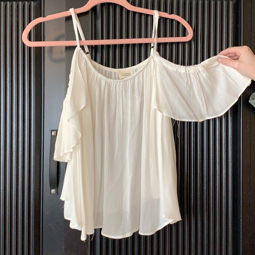 White off the shoulder flowy top
